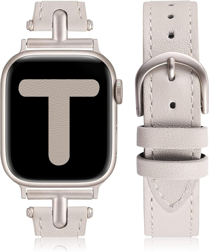 Wearlizer Lederarmband Kompatibel mit Apple Watch Armband 41mm 38mm 40mm Damen, Echtesleder Armband
