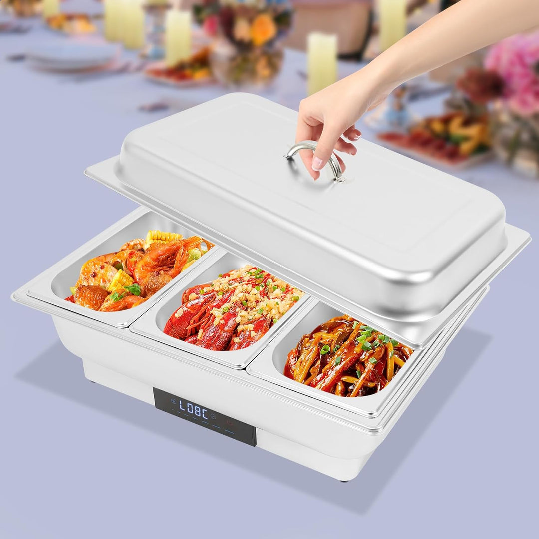 Elektrisches Buffetwärmer Speisenwärmer Chafing Dish Buffet Server Edelstahl Speisenwärmer mit Tempe
