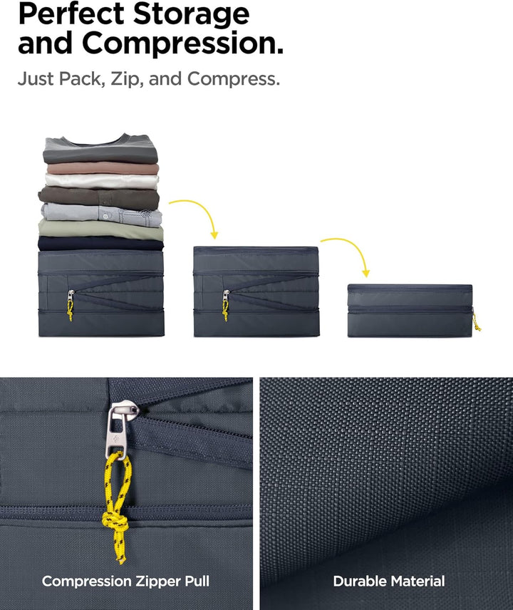 Spigen Life Packing Cube Packwürfel Koffer Organizer Set Packtaschen mit Kompression und Reissversch