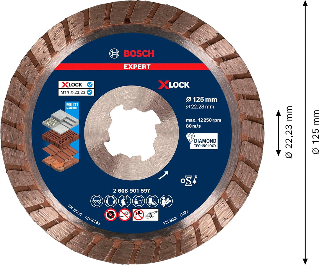Bosch Accessories Bosch Professional 1x EXPERT MultiMaterial X-LOCK Turbo Diamanttrennscheiben (für