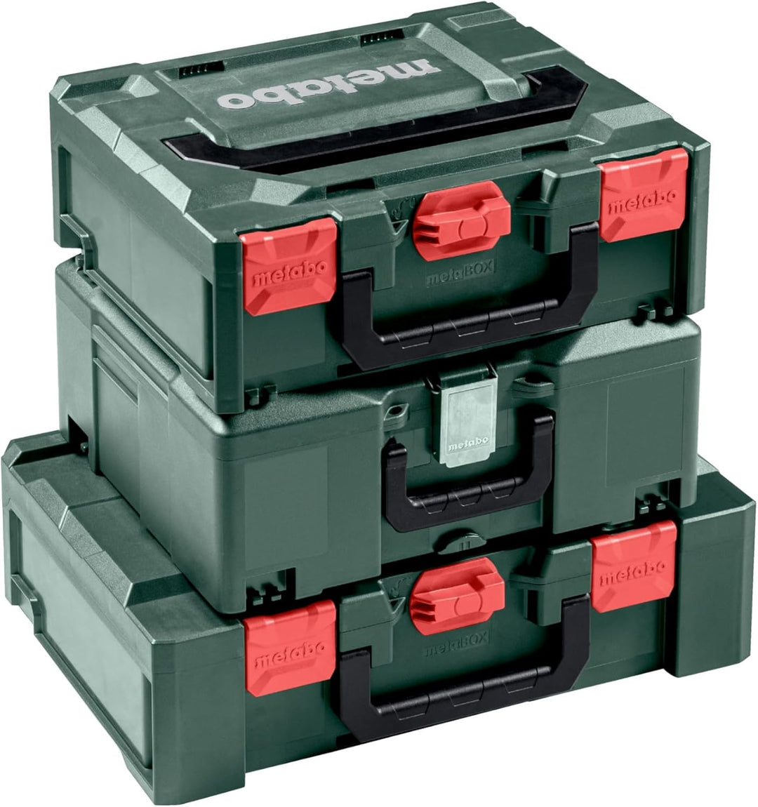 metabo metaBOX 118 leer - Werkzeugkoffer stapelbar, IP43 Schutz, robust & bruchsicher, 8,4L Volumen,