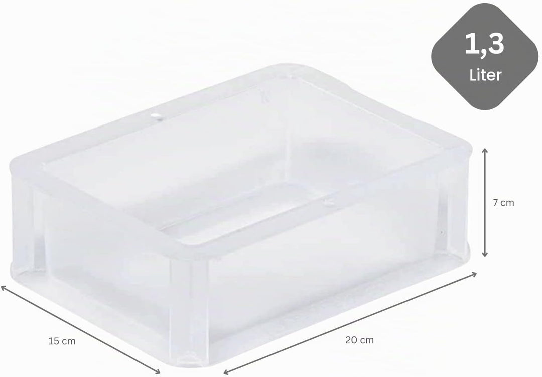 PROREGAL SuperSparSet 5x Transparenter Eurobehälter BasicLine mit geschlossenem Griff | HxBxT 7x15x2