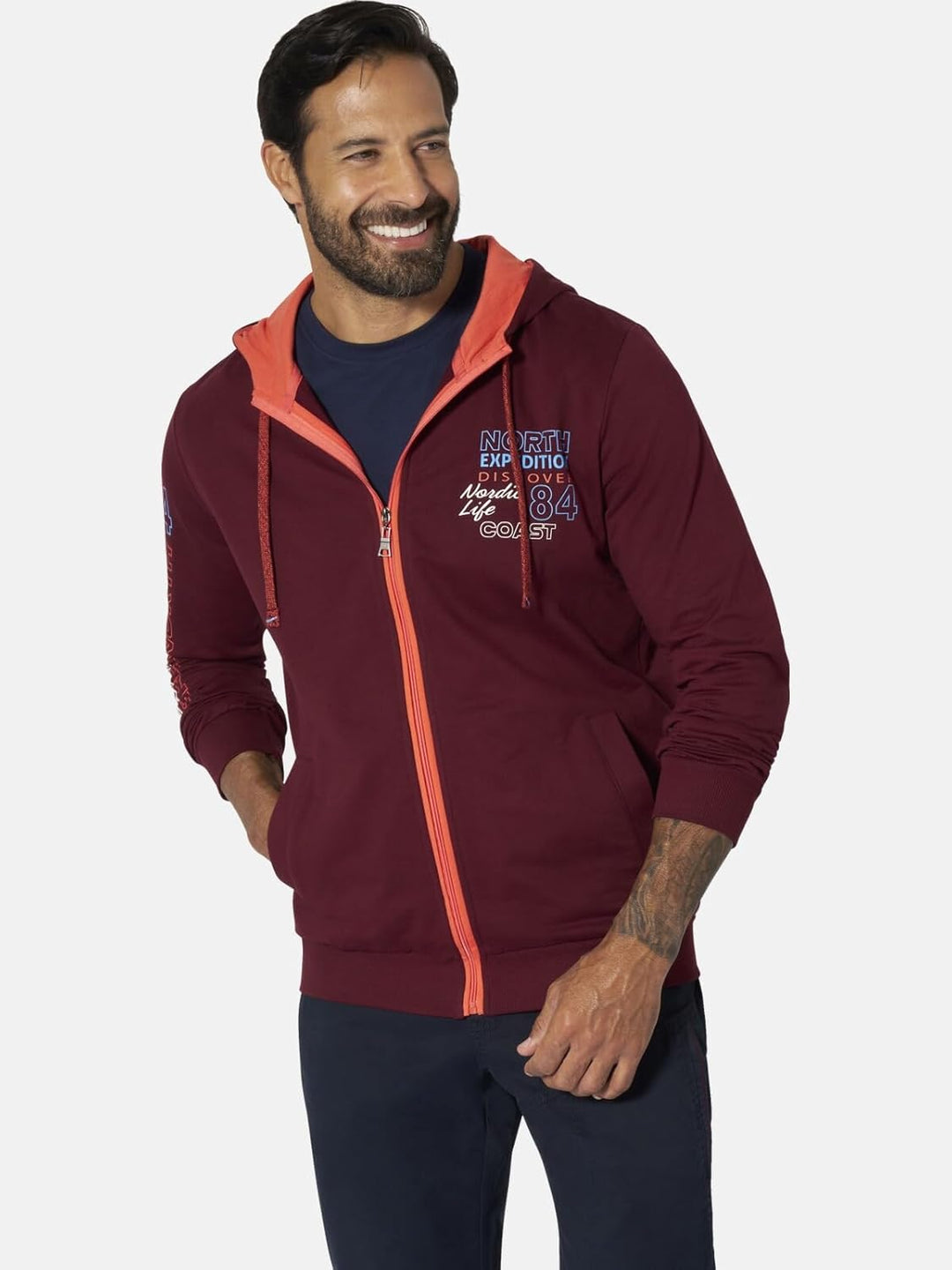 Jan Vanderstorm Herren Sweatjacke Roderich mit Kapuze | Hoodie | Reine Baumwolle | grosse Grössen L-