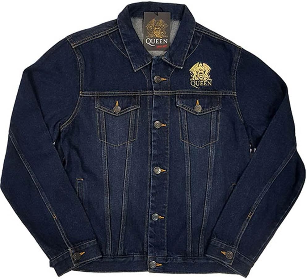 Rock Off Queen Denim Jacke Classic Crest Band Logo Freddie Mercury Nue offiziell Unisex L