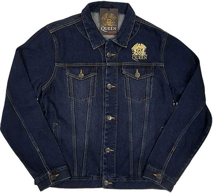 Rock Off Queen Denim Jacke Classic Crest Band Logo Freddie Mercury Nue offiziell Unisex L