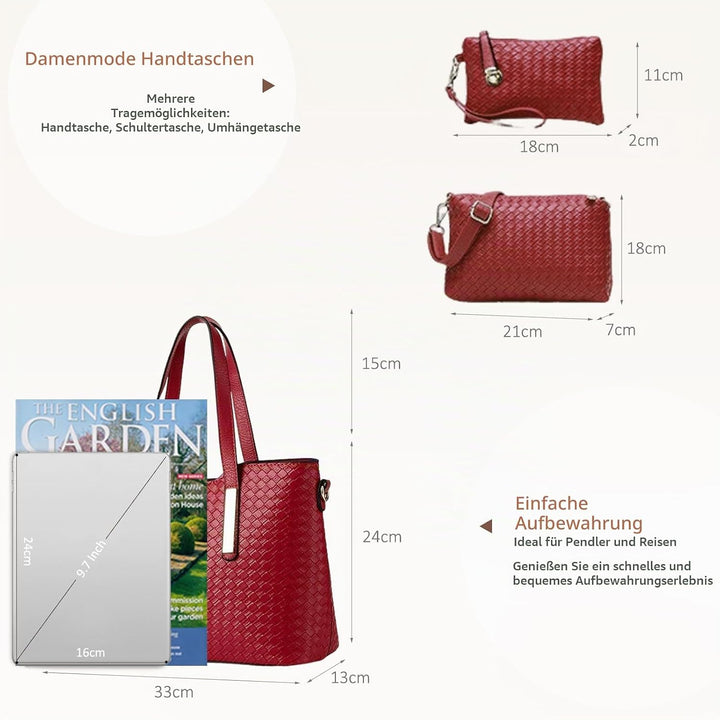 NICOLE &amp; DORIS Damen Handtaschen 3 Stück Handtasche Set für Damen Totes Taschen Umhängetaschen Schul