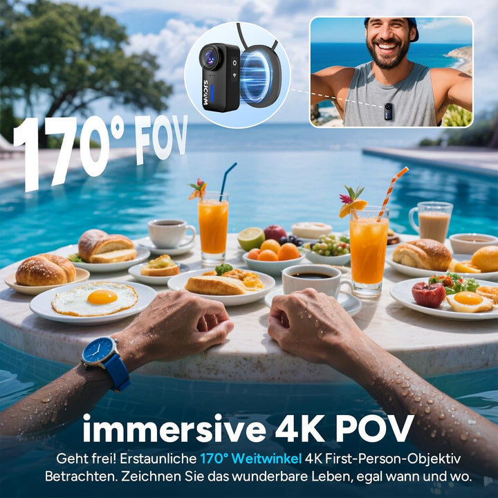 SJCAM C110Plus Action Cam 4K(Keine Speicherkarte),BodyCam Körperkamera Mini Magnetische,170° Fov POV
