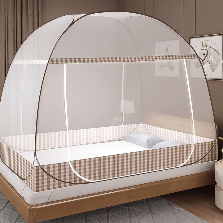 Faltbares Moskitonetz für Doppelbett - Pop-up mit Doppeltür, ideal für Schlafzimmer, Outdoor, Campin