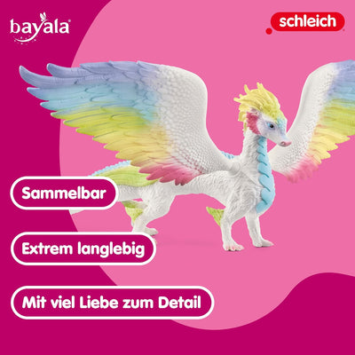 schleich 70728 BAYALA Regenbogendrache, farbenfrohe Drachen Figur mit 30,2 cm Flügelspannweite und b