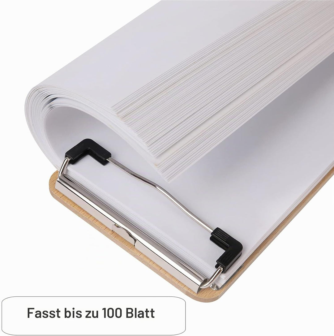 BOMKEE 6er Klemmbrett A6, Mini Schreibplatte Klemmbretter Hölzern Halter Clipboard für Hotels, Bar,