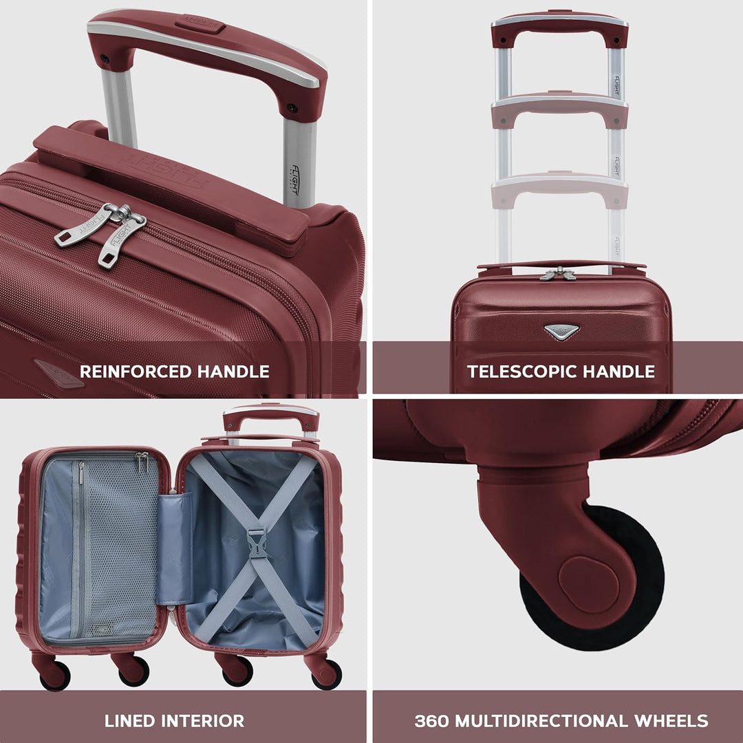 Flight Knight 3er-Set Mittelgross und Gross Leichte 4-Rad-abs-hartschalenkoffer Handgepack, Zugelass