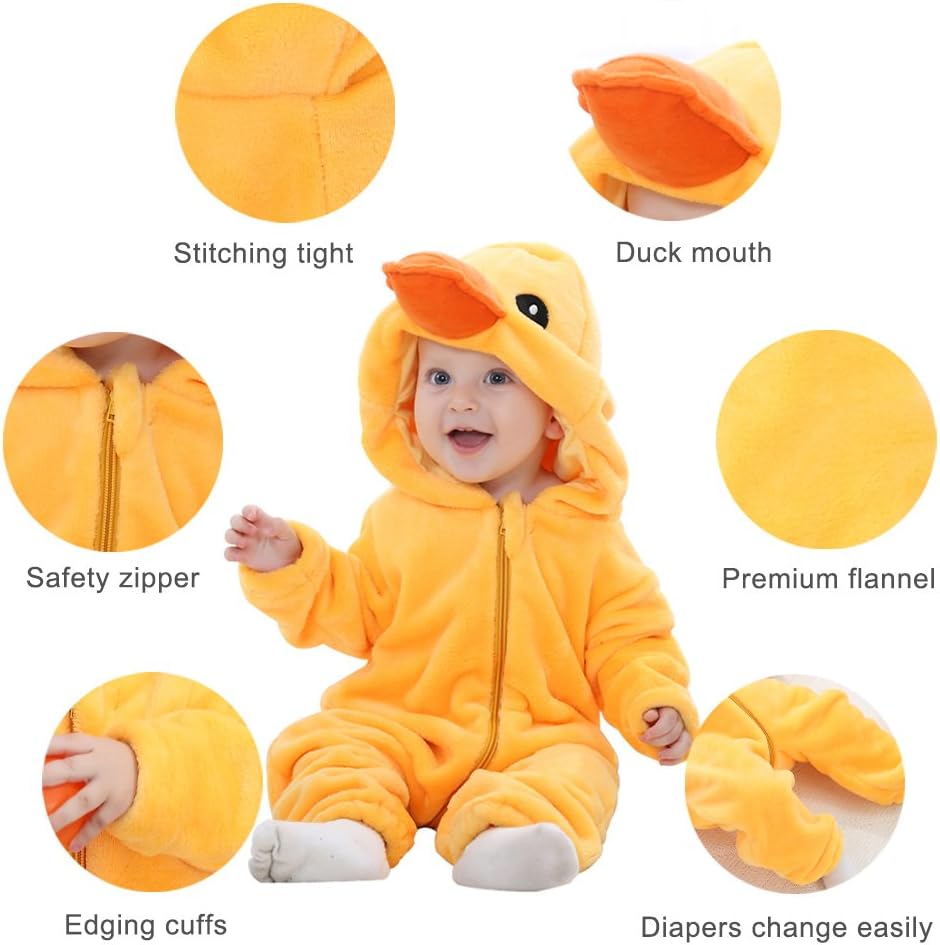 COOKY.D Unisex Winter Hooded Romper Jumpsuit 2-36 Months 3-6 Monate Canard, 3-6 Monate Canard