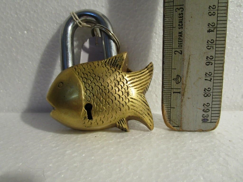 Vorhängeschloss aus Messing, mit Schlüsseln SMALL FISH - Messing-Oberfläche, SMALL FISH - Messing-Ob