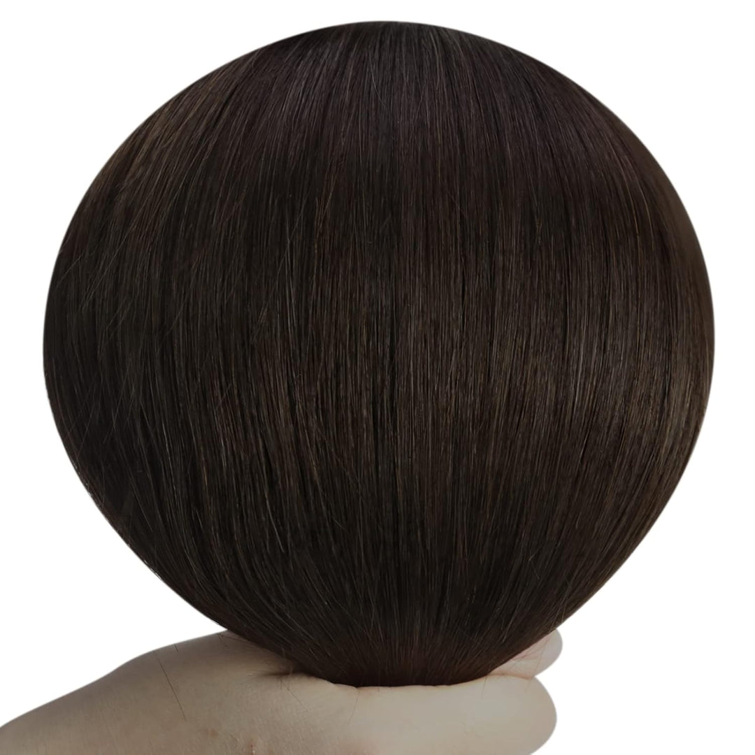 YoungSee Echthaar Extensions Clip Braun Clip in Extensions Echthaar Dunkelbraun 45 cm Clip in Extens