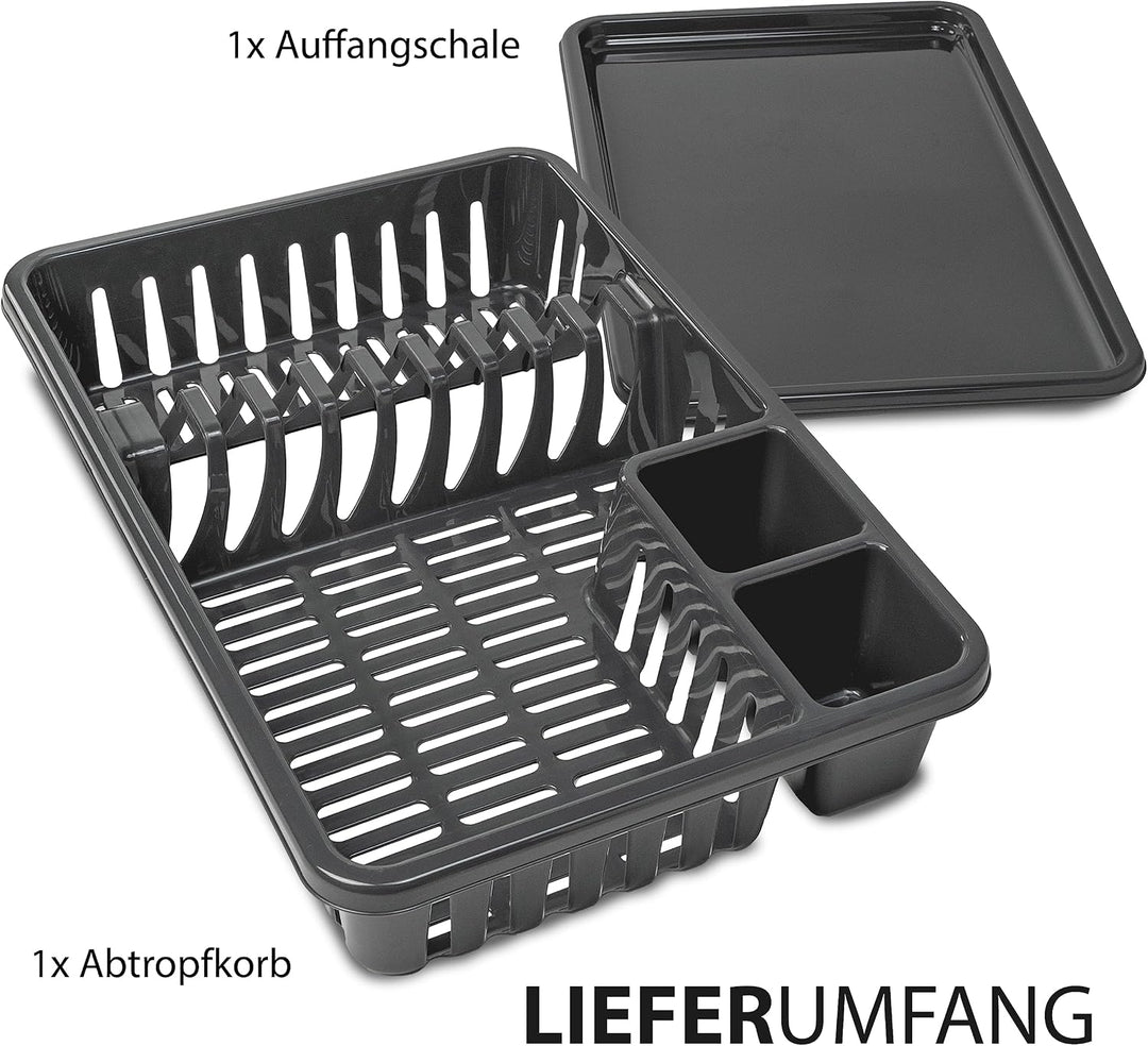 Hausfelder Geschirr Abtropfgestell, Schwarz | Kunststoff, BPA-frei, Geschirr, Abtropfgestell, Spüle,