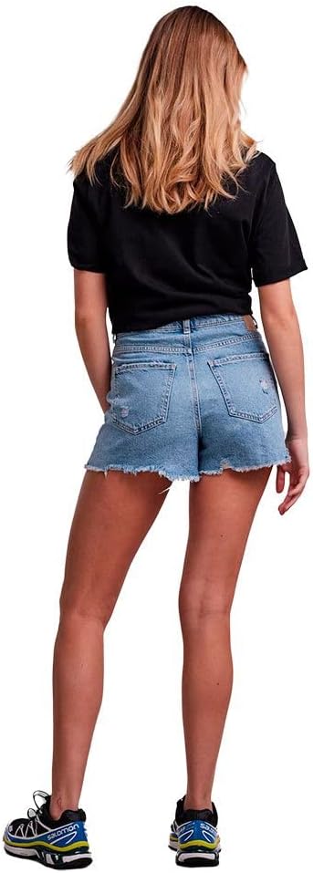 PIECES Damen Pctulla Hw Lb-ba Noos Jeans-Shorts M Light Blue Denim, M Light Blue Denim