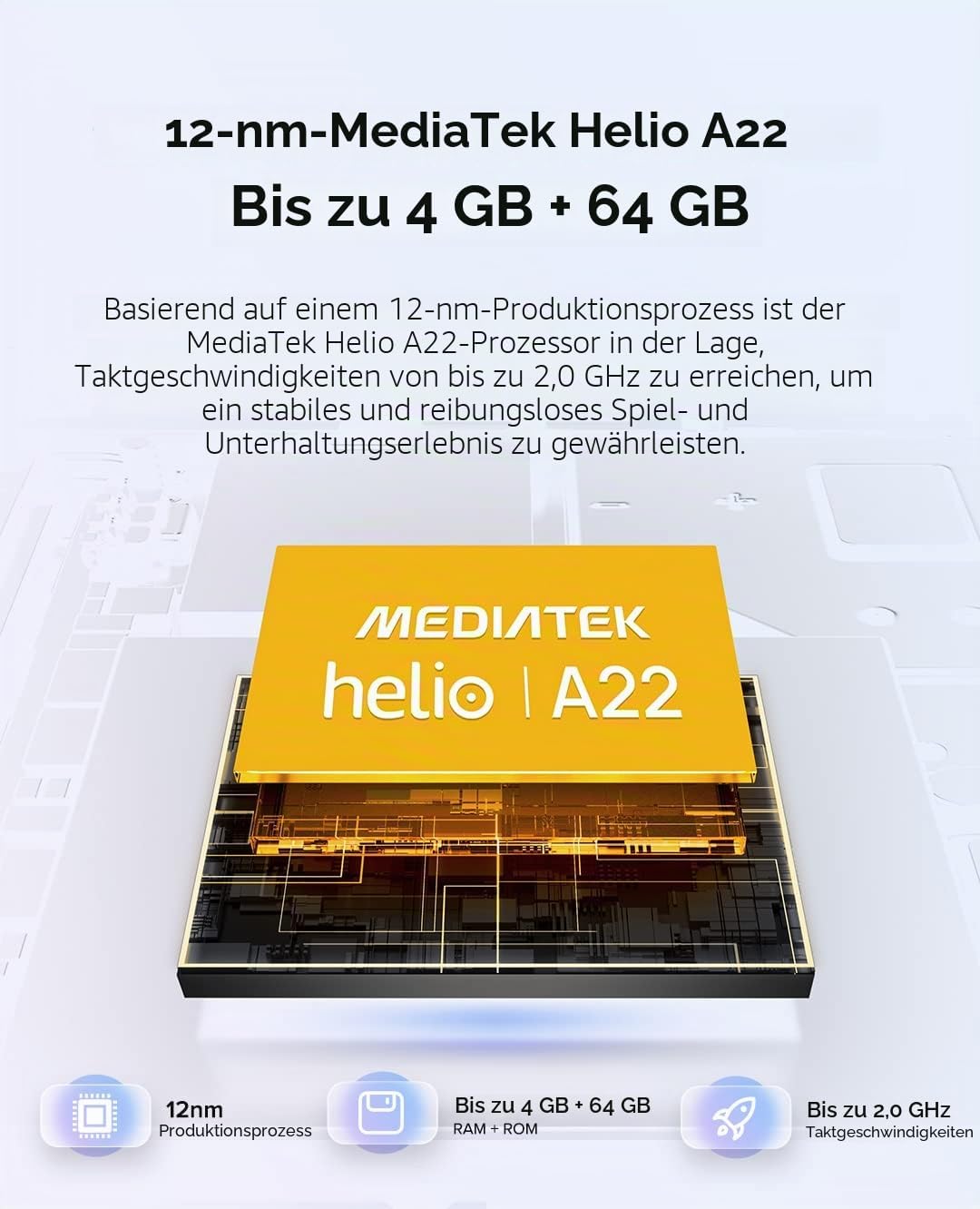 Ulefone Android 12 4G Smartphone ohne Vertrag Note 14(64GB), 3-Karten-Steckplatz, Quad Core 4GB+64GB