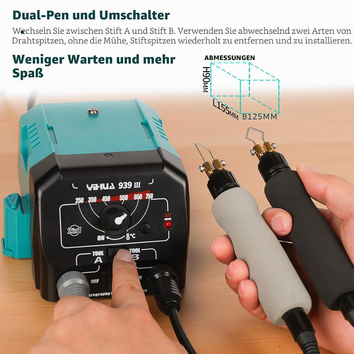 YIHUA 939-III brandmalerei 2 Brennschleife stifte 2-IN-1 Holz Brennpeter mit 10 Holzbrennstift Spitz