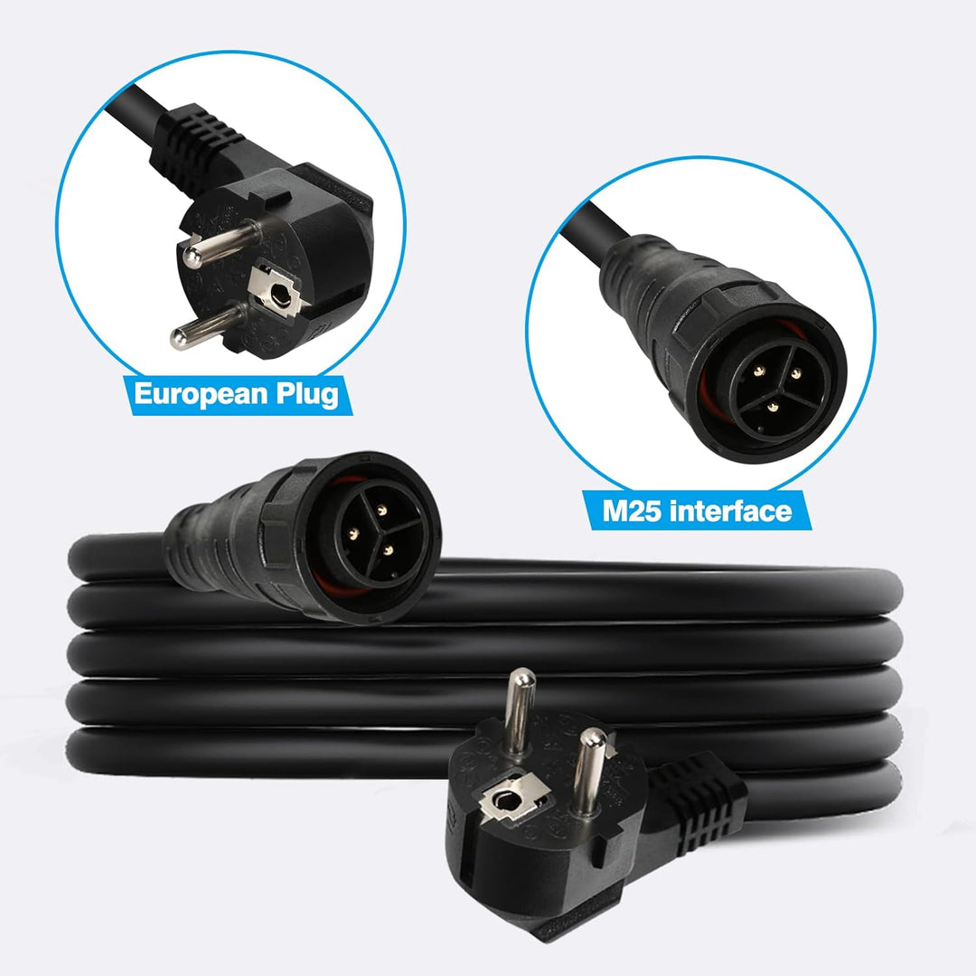 DEWIN AC-Kabel, 10m 3 x 1,5 mm² Solar-Photovoltaik-Mikro-Wechselrichter AC-Netzkabel EU-Stecker für