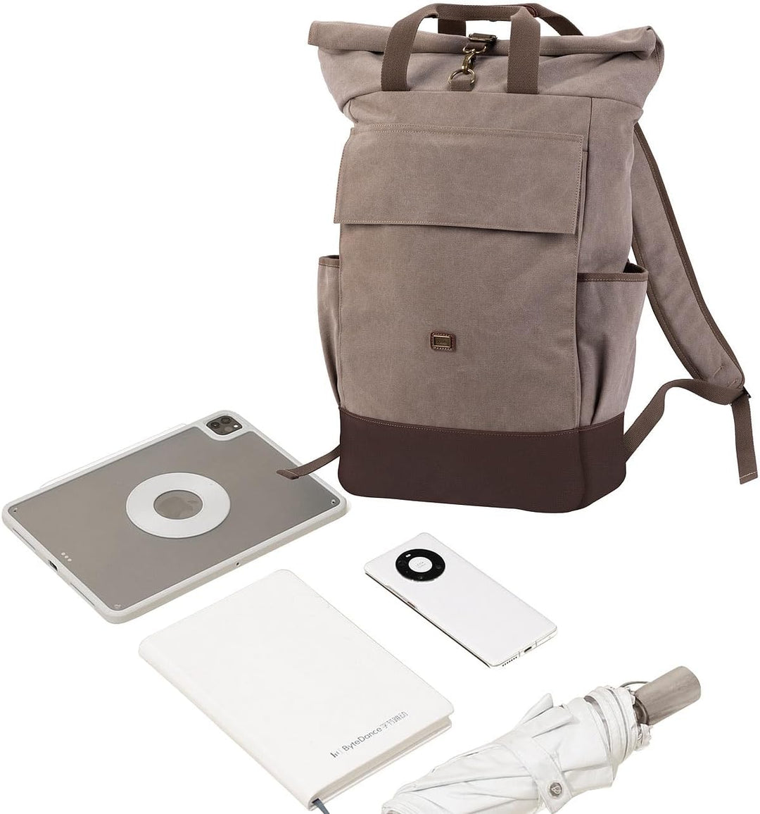 Xcase Laptop Tasche: Kompakter Rolltop-Canvas-Rucksack, Laptopfach, Reissverschluss, 30 l (Fahrradru