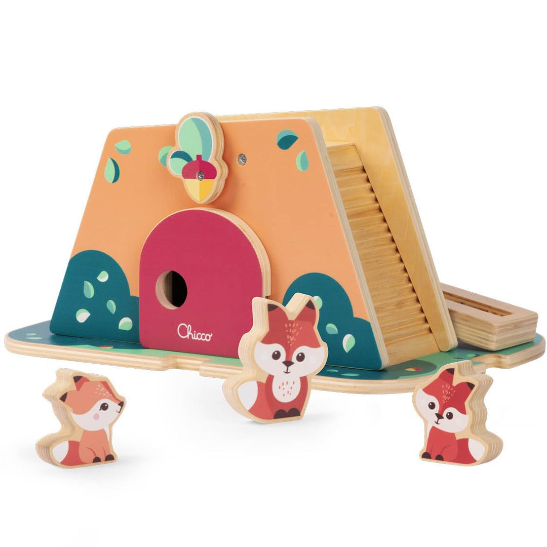 Chicco, Holzspielzeug, Der Fuchsbau, Montessori-Spiel, 3 Exklusive Figuren, Balance-Aktivitäten, Ent