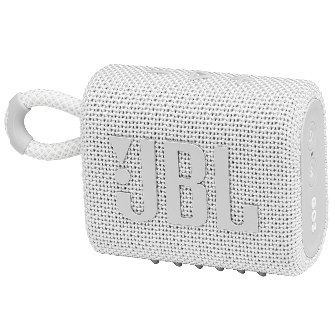 JBL GO 3 kleine Bluetooth Box in Weiss – Wasserfester, tragbarer Lautsprecher für unterwegs – Bis zu