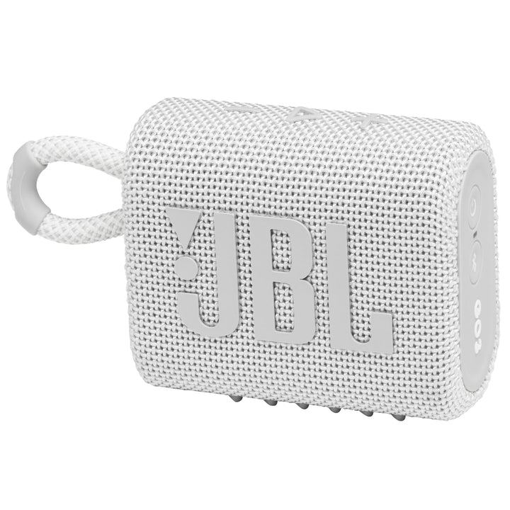 JBL GO 3 kleine Bluetooth Box in Weiss – Wasserfester, tragbarer Lautsprecher für unterwegs – Bis zu