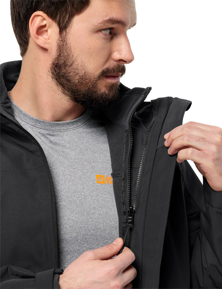 Jack Wolfskin Herren Taubenberg 3in1 Jacket Mantel (1er Pack) XL Schwarz, XL Schwarz