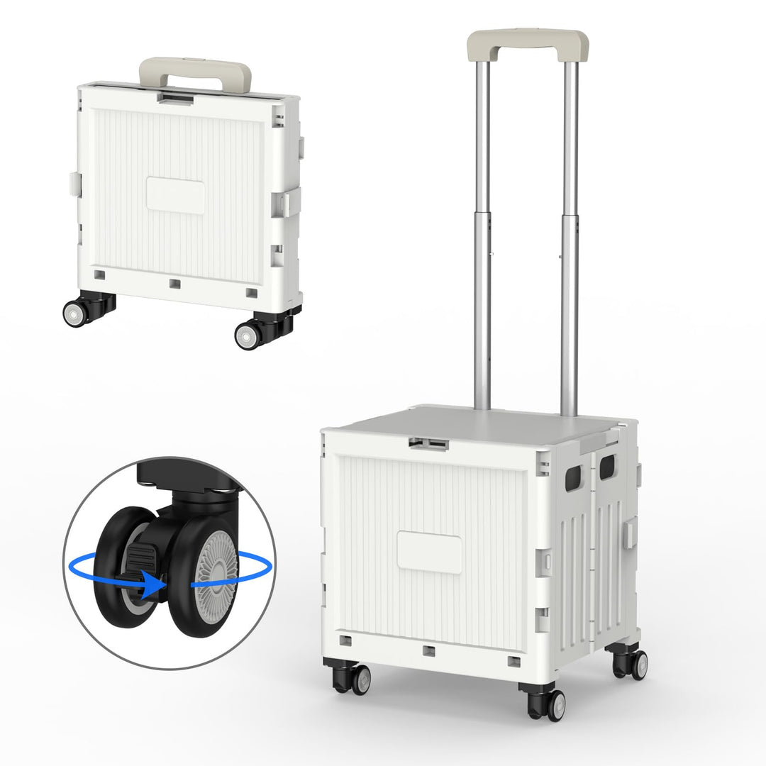 Einkaufstrolley klappbar, Einkaufswagen bis 30 kg, Transportbox mit 4 Rollen, Shopping Trolley Verst