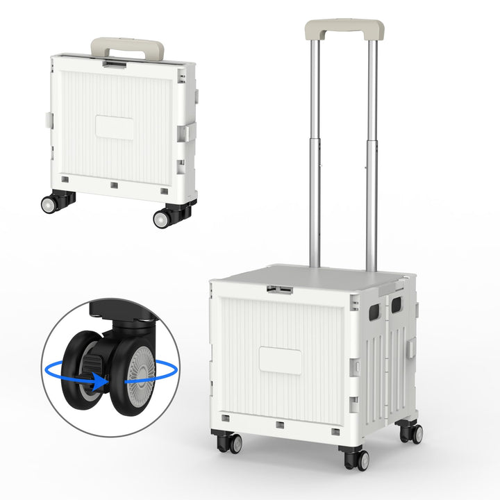 Einkaufstrolley klappbar, Einkaufswagen bis 30 kg, Transportbox mit 4 Rollen, Shopping Trolley Verst
