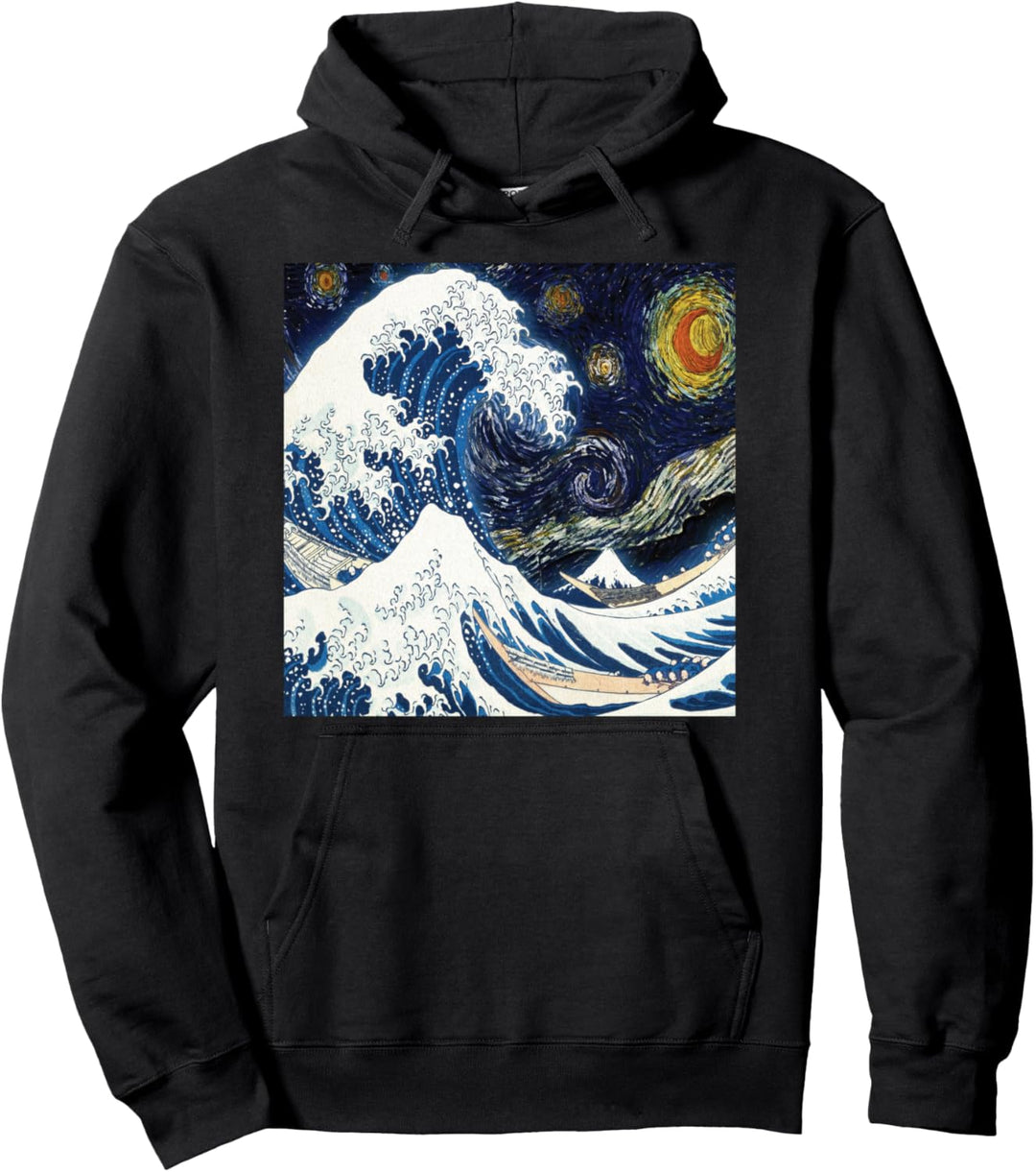 Die grosse Welle vor Kanagawa Hokusai & Sternennacht Van Gogh Pullover Hoodie