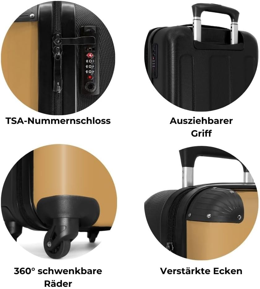 NoBoringSuitcases.com® Kinderkoffer - Koffer Kinder - Hartschalenkoffer Löwe - Koffer Beige - Reisek