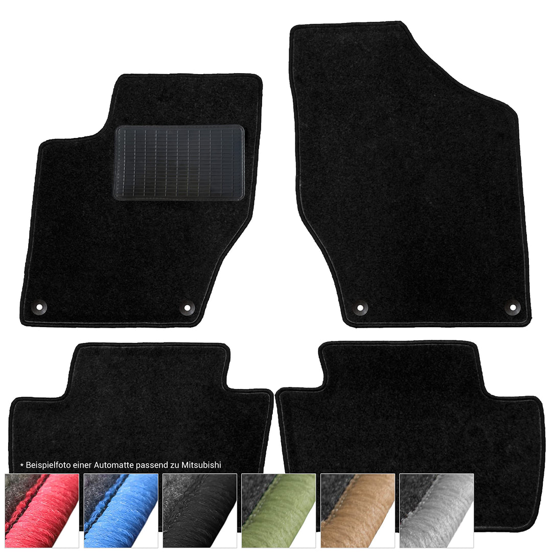 moto-MOLTICO Fussmatten Auto Velours Autoteppiche Schwarz Automatten Set 4-teilig passend für Mitsub