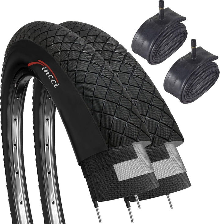Fincci Set Fahrradreifen 20 Zoll 20x1.95 53-406 Reifen Fahrradmantel mit Autoventil Schläuche Fahrra