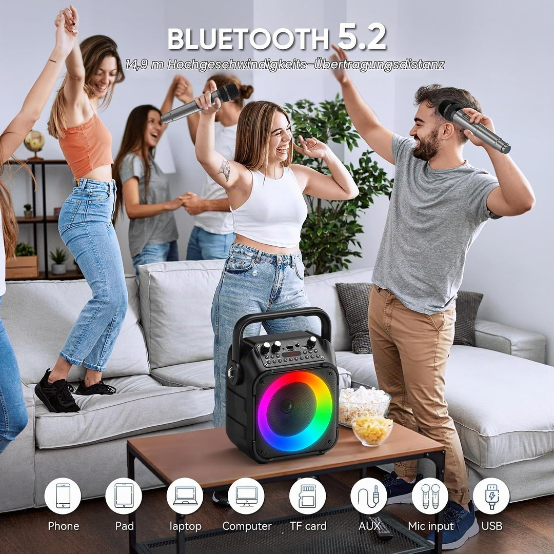 Singingmate Karaoke-Maschine, tragbarer Bluetooth-Lautsprecher für Erwachsene mit 2 drahtlosen Mikro