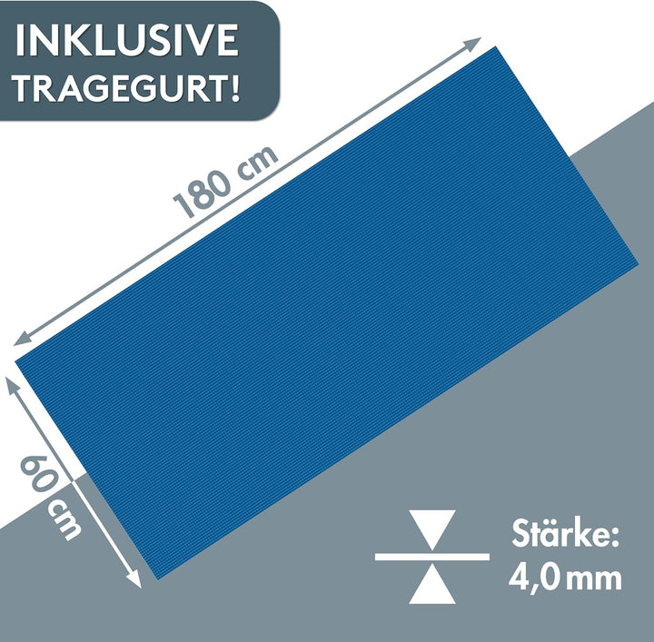 LILENO SPORTS Yoga Matte (180x60cm) inkl. Tragegurt - Sport und Yogamatte extra rutschfest in 4 mm D