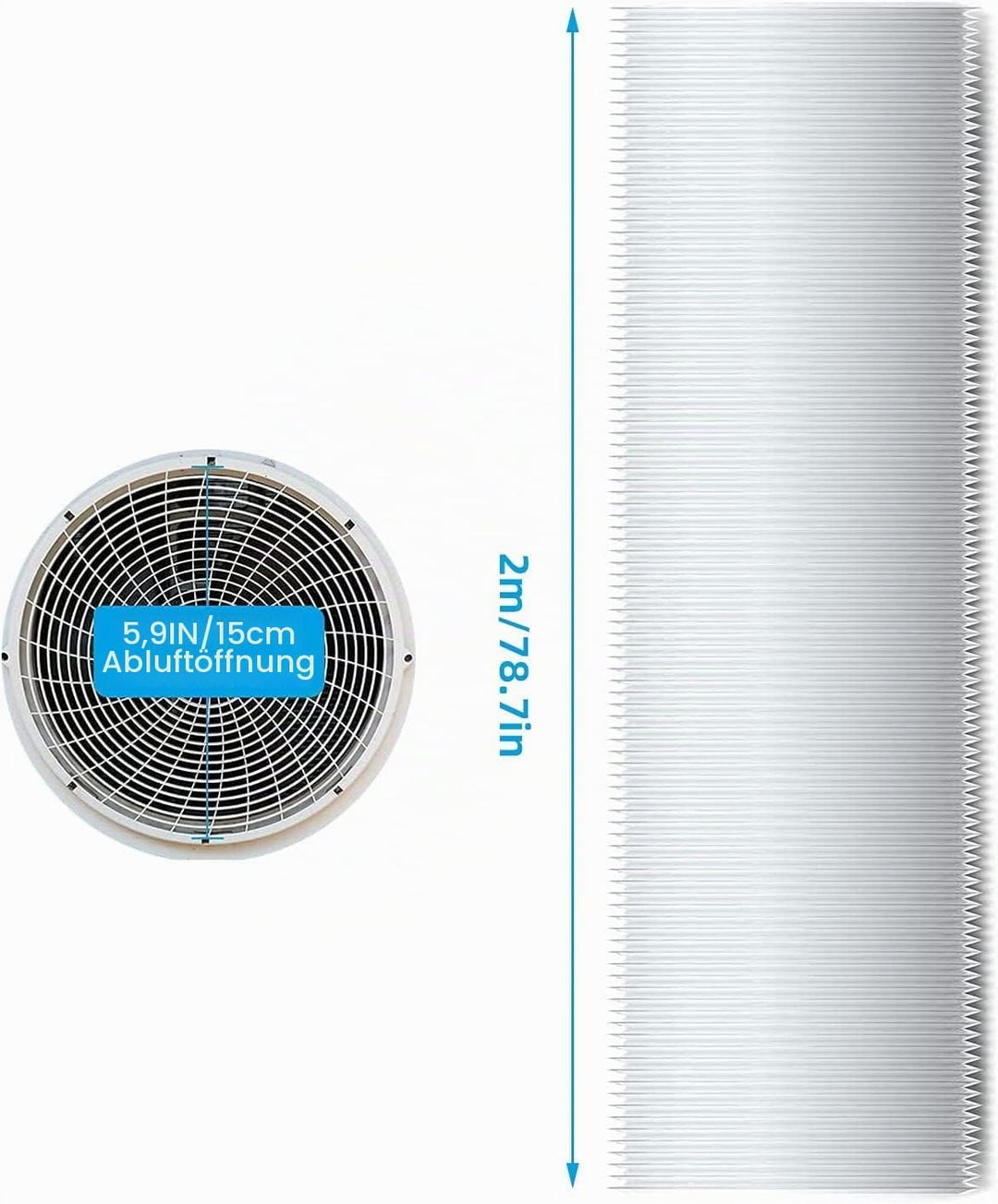 Klimaanlage Schlauch Verlängerung, Universal-Abluftschlauch Ø 150 mm, Flexibel PVC Schlauch für Klim