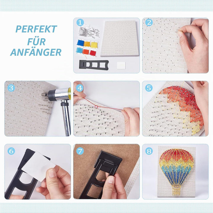 WEBEEDY String Art Kit Für Anfänger, Erwachsene Und Kinder, Handgefertigt Heissluftballons 3D Heissl