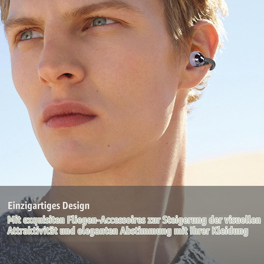 Cuifati Ohrclips im Schmuck-Design, Bequeme offene Clip-Kopfhörer, kabellose Bluetooth 5.4 Ohrklemme