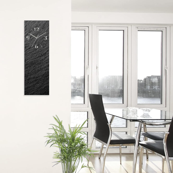 ARTLAND Wanddeko Wanduhr ohne Tickgeräusche aus Glas Quarzuhr 20x60 cm Rechteckig Lautlos 20x60 cm S