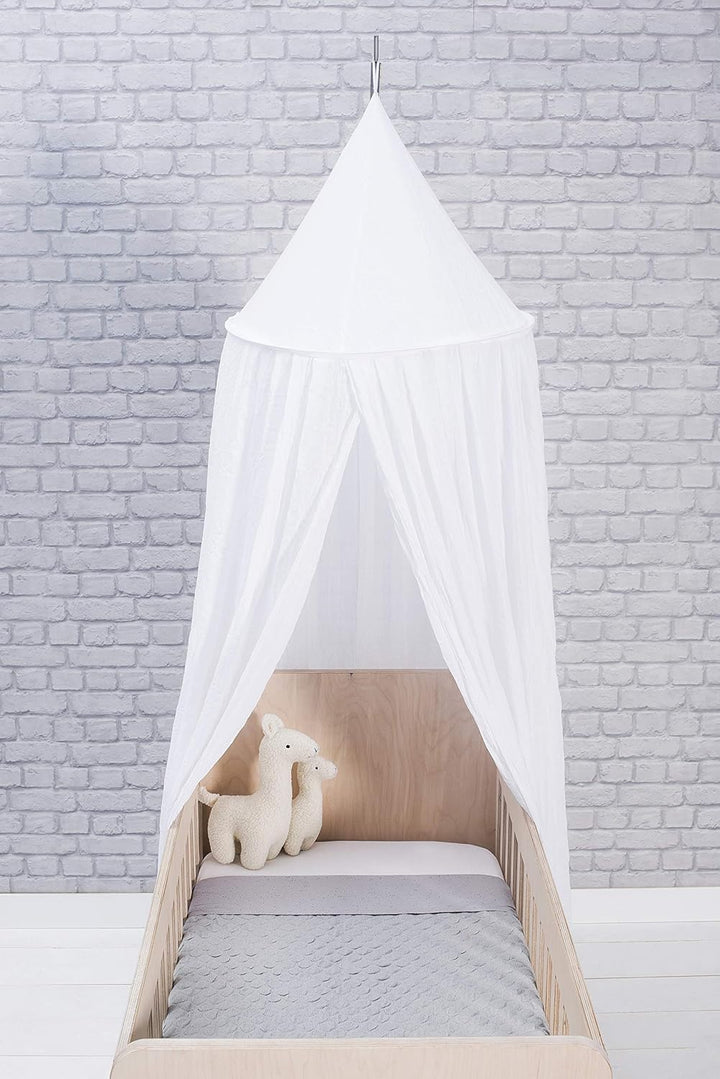 Jollein Baldachin Vintage White - Höhe 245 cm - Betthimmel Babybett Kinderzimmer - Weiss Weiss 245 c