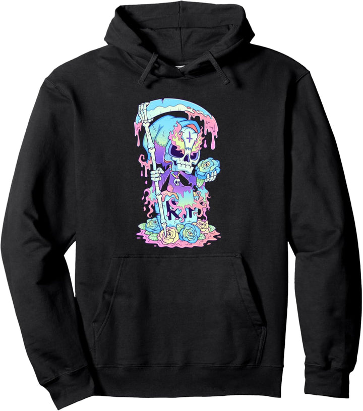 Kawaii Pastell Goth Niedlich und unheimlich Tod Sensenmann Pullover Hoodie
