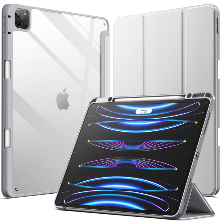 JETech Hülle für iPad Pro 12,9" 6/5/4/3 (2022/2021/2020/2018), Silber | Transparente Rückseite, Stif