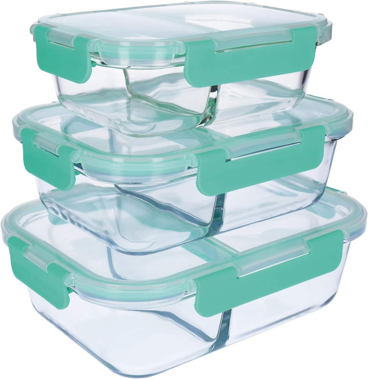 TALK-POINT Frischhaltedosen-Set mit Deckel und Klipp-Verschluss, Behälter aus Thermo-Glas, hitze- un