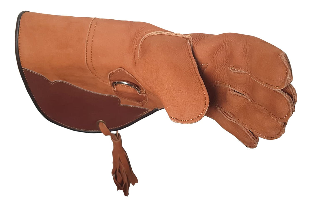 VlaMiTex J51 Falknerhandschuh für Falken und Habichte Greifvögel Handschuh aus Leder, L