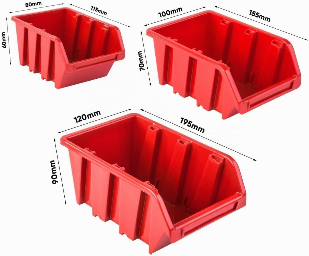 Werkzeugwand Stapelboxen 1152 x 780 mm - Lagersystem SET Werkzeughaltern und 34 Stück Box - Wandrega