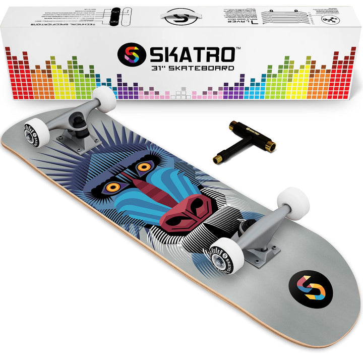 SKATRO - Pro Skateboard, 78,7 cm, komplettes Skateboard, Alter: Erwachsene, Jungen, Mädchen, Anfänge