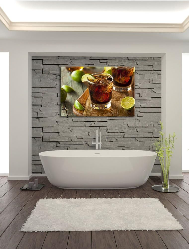 Erfrischender Cuba Libre, Format: 120x80 auf Leinwand, XXL riesige Bilder fertig gerahmt mit Keilrah