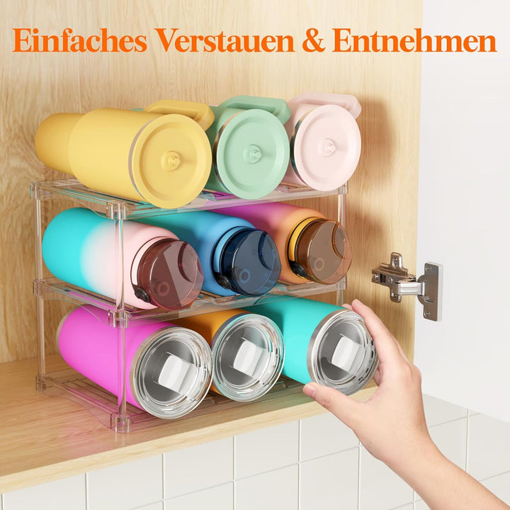 Lifewit Stapelbarer Flaschenhalter für Schrank, Gefrierschrank, Vorratskammer, Kunststoff Wasserflas
