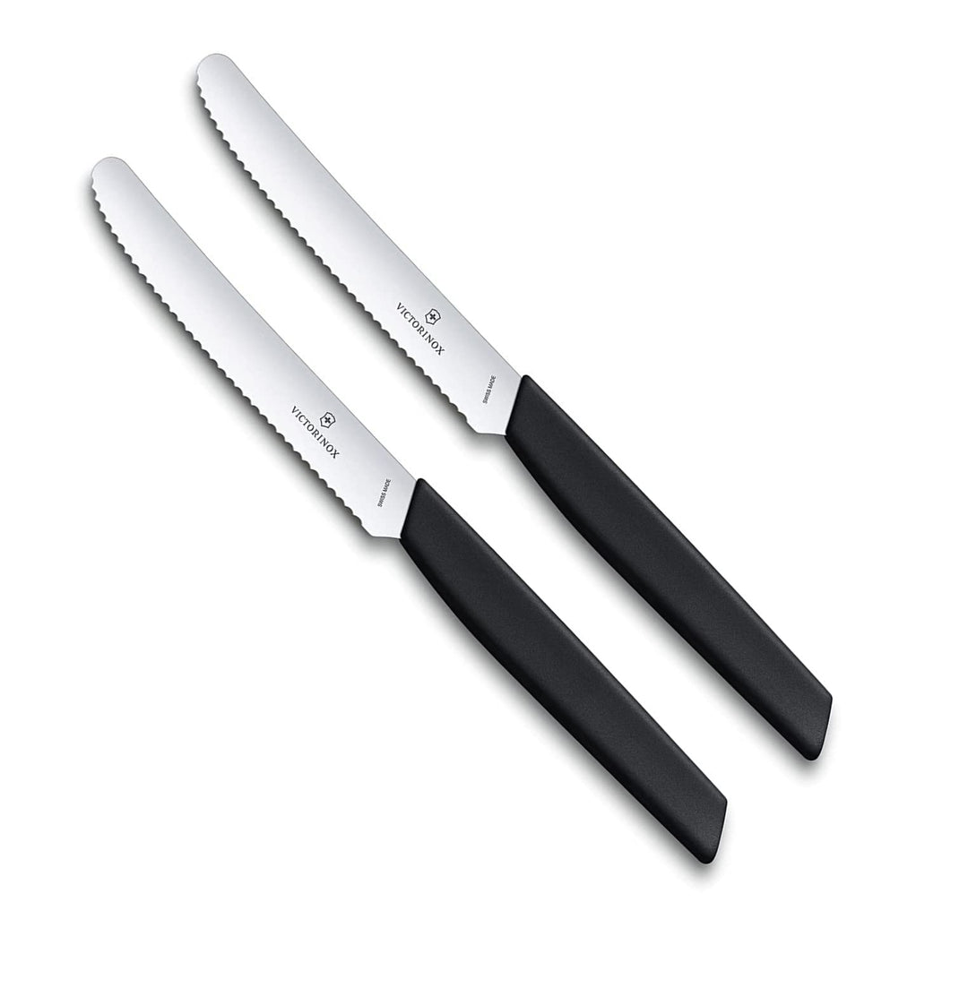 Victorinox 2 Stück Tafelmesser - Tomatenmesser Swiss Modern mit Wellenschliff rostfrei - Swiss Made